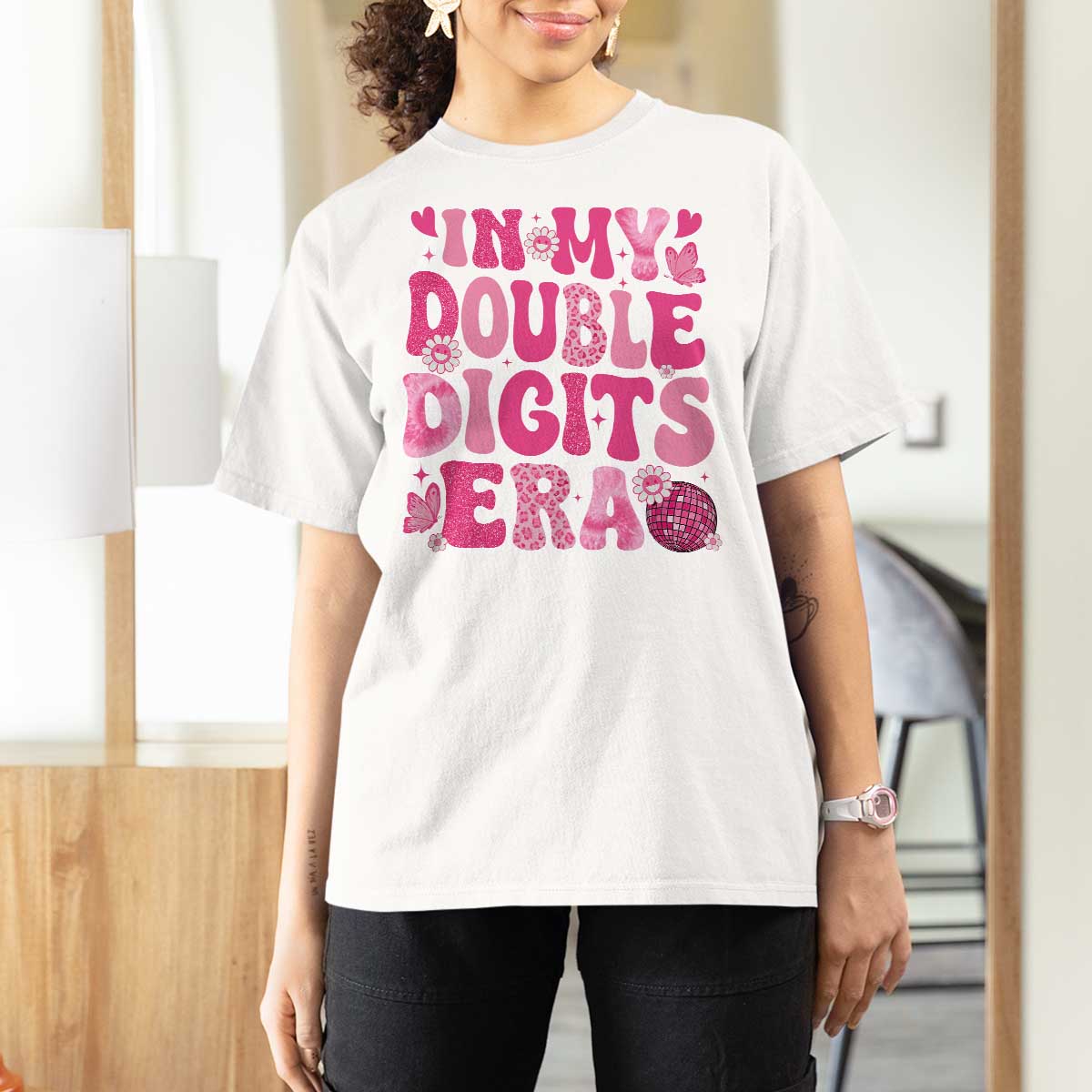 10 Years Old Birthday Girl T Shirt For Women In My Double Digits Era - Wonder Print Shop