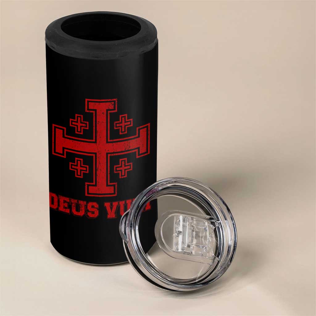 Catholic Knight Templar Crusader Cross 4 in 1 Can Cooler Tumbler - Wonder Print Shop