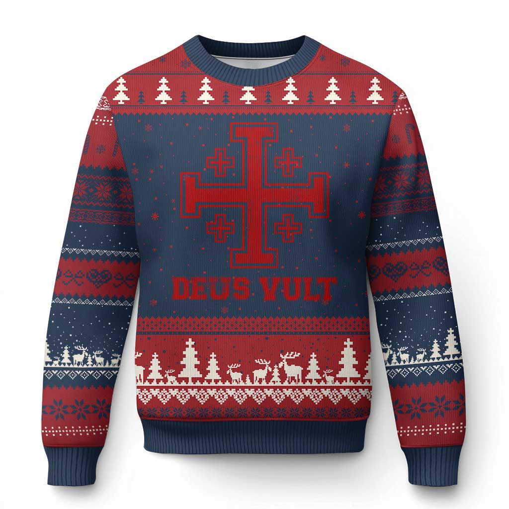 Catholic Knight Templar Crusader Cross Ugly Christmas Sweater - Wonder Print Shop