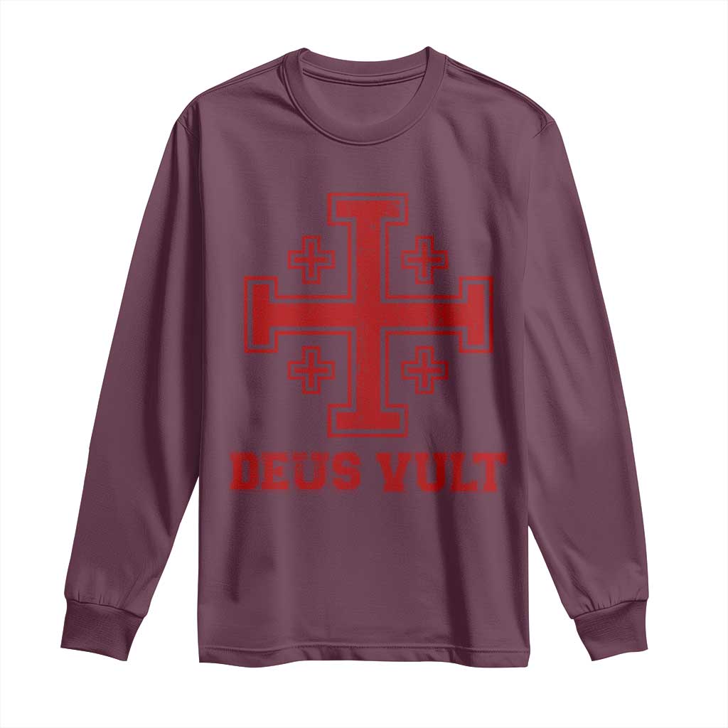 Catholic Knight Templar Crusader Cross Long Sleeve Shirt - Wonder Print Shop