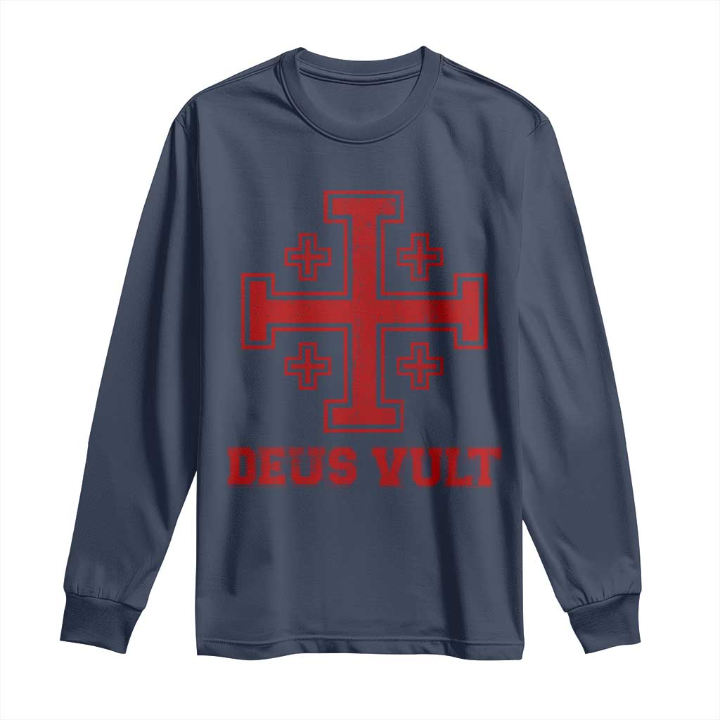 Catholic Knight Templar Crusader Cross Long Sleeve Shirt - Wonder Print Shop