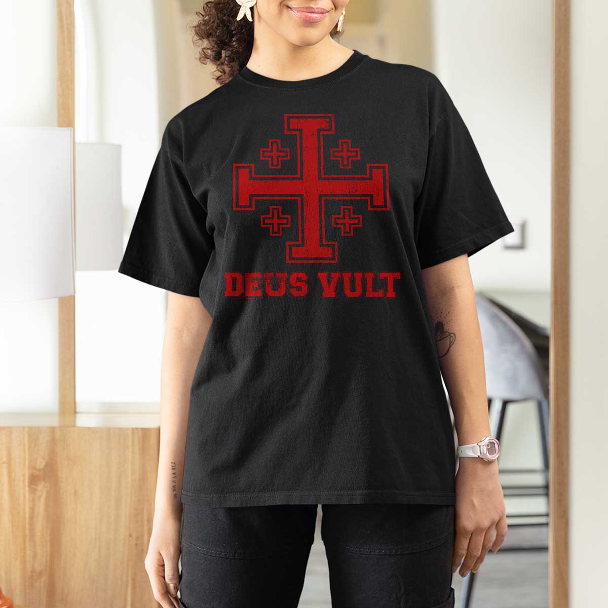 Catholic Knight Templar Crusader Cross T Shirt For Women - Wonder Print Shop