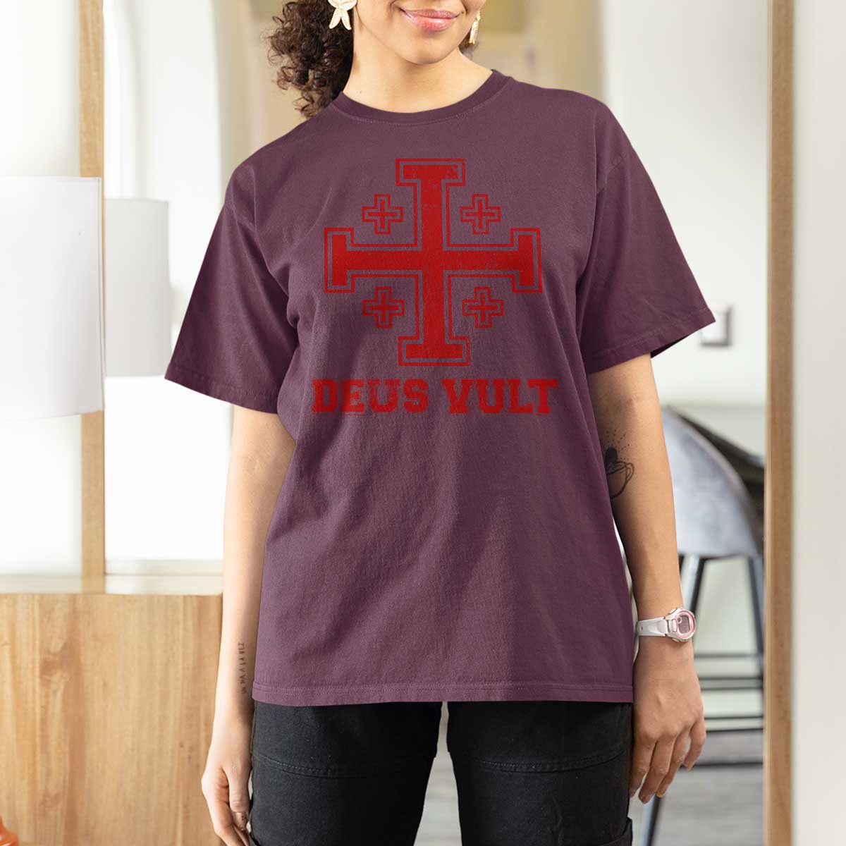 Catholic Knight Templar Crusader Cross T Shirt For Women - Wonder Print Shop