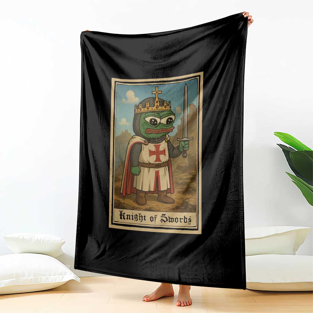 Funny Knight Meme Throw Blanket Vintage Pepe Frog Templar Crusader Fren Soldier - Wonder Print Shop