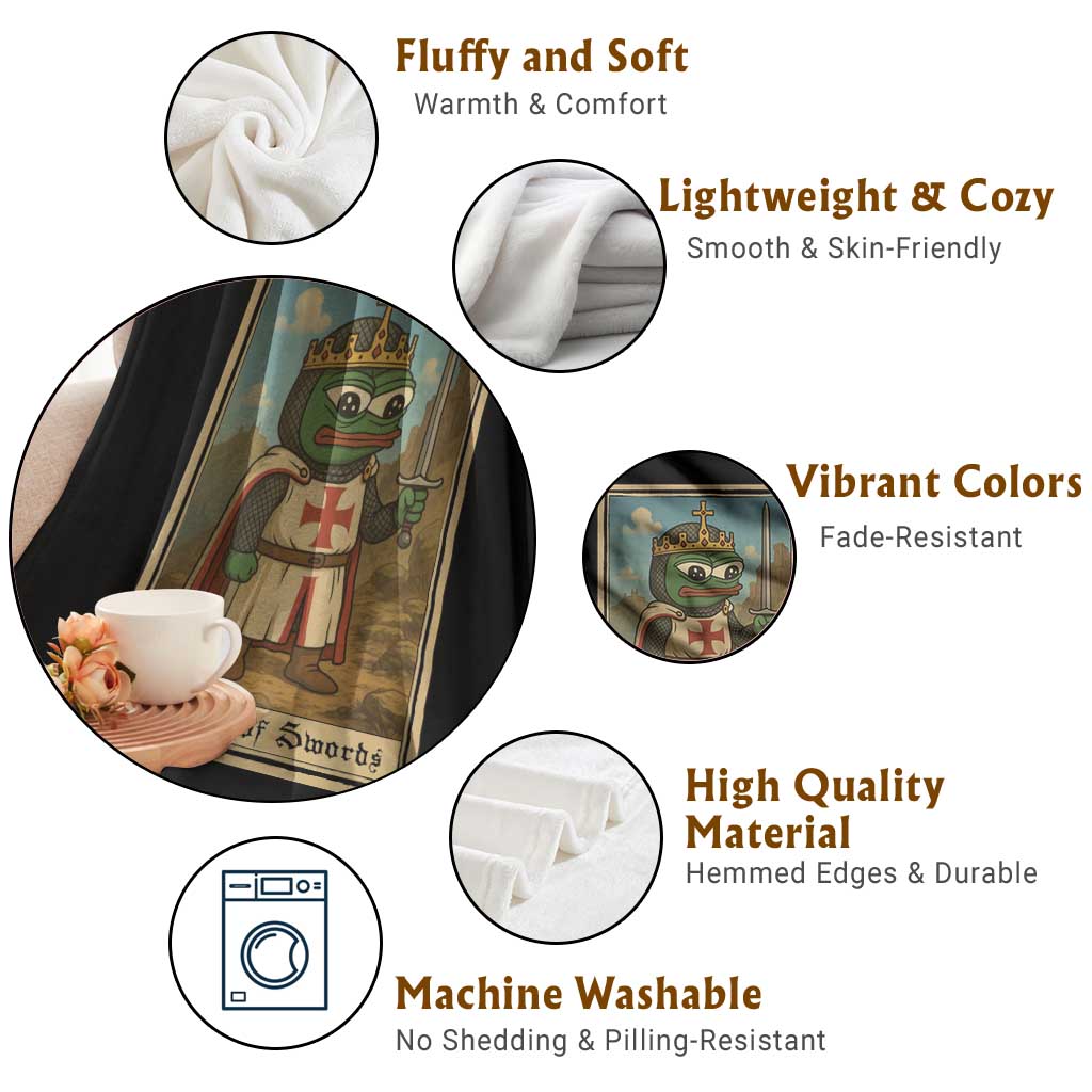 Funny Knight Meme Throw Blanket Vintage Pepe Frog Templar Crusader Fren Soldier - Wonder Print Shop