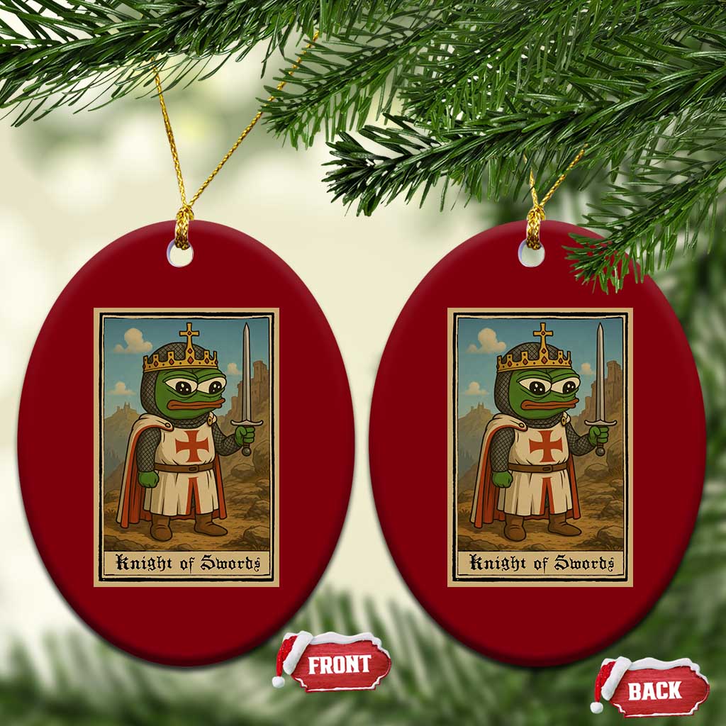 Funny Knight Meme Ceramic Ornament Vintage Pepe Frog Templar Crusader Fren Soldier - Wonder Print Shop
