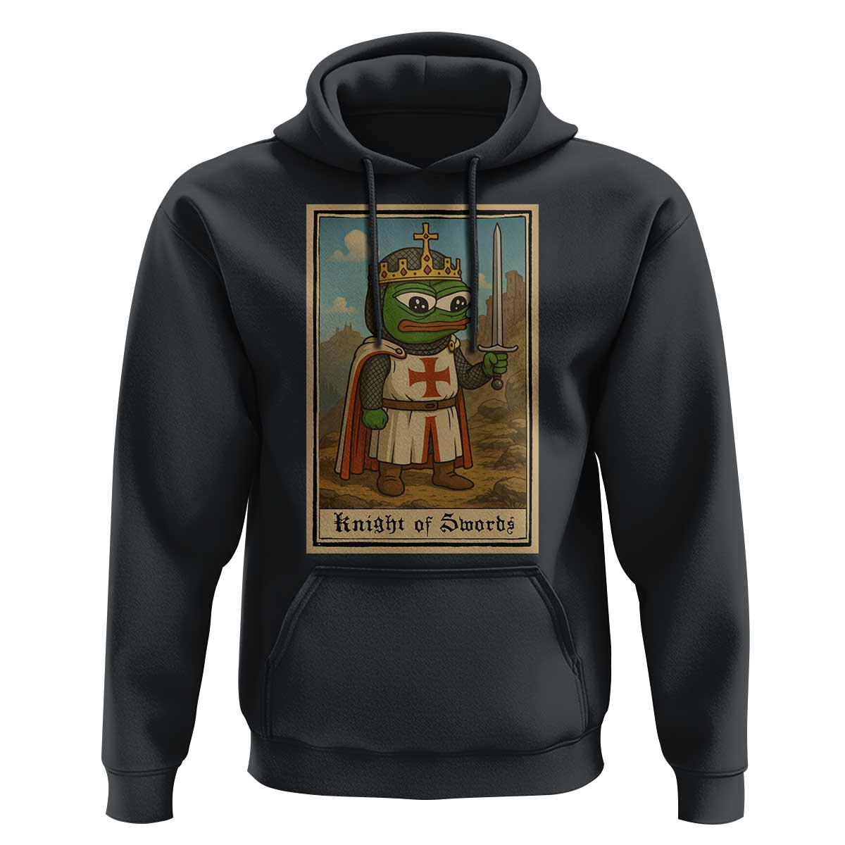 Funny Knight Meme Hoodie Vintage Pepe Frog Templar Crusader Fren Soldier - Wonder Print Shop