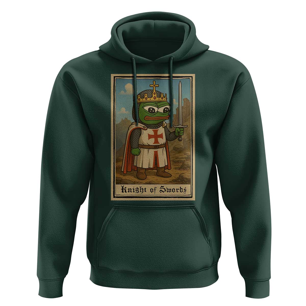 Funny Knight Meme Hoodie Vintage Pepe Frog Templar Crusader Fren Soldier - Wonder Print Shop
