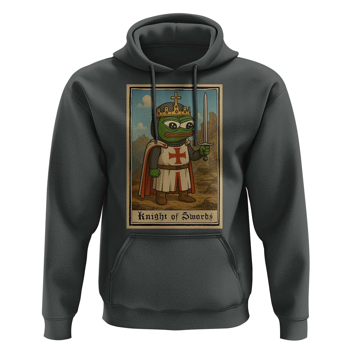 Funny Knight Meme Hoodie Vintage Pepe Frog Templar Crusader Fren Soldier - Wonder Print Shop