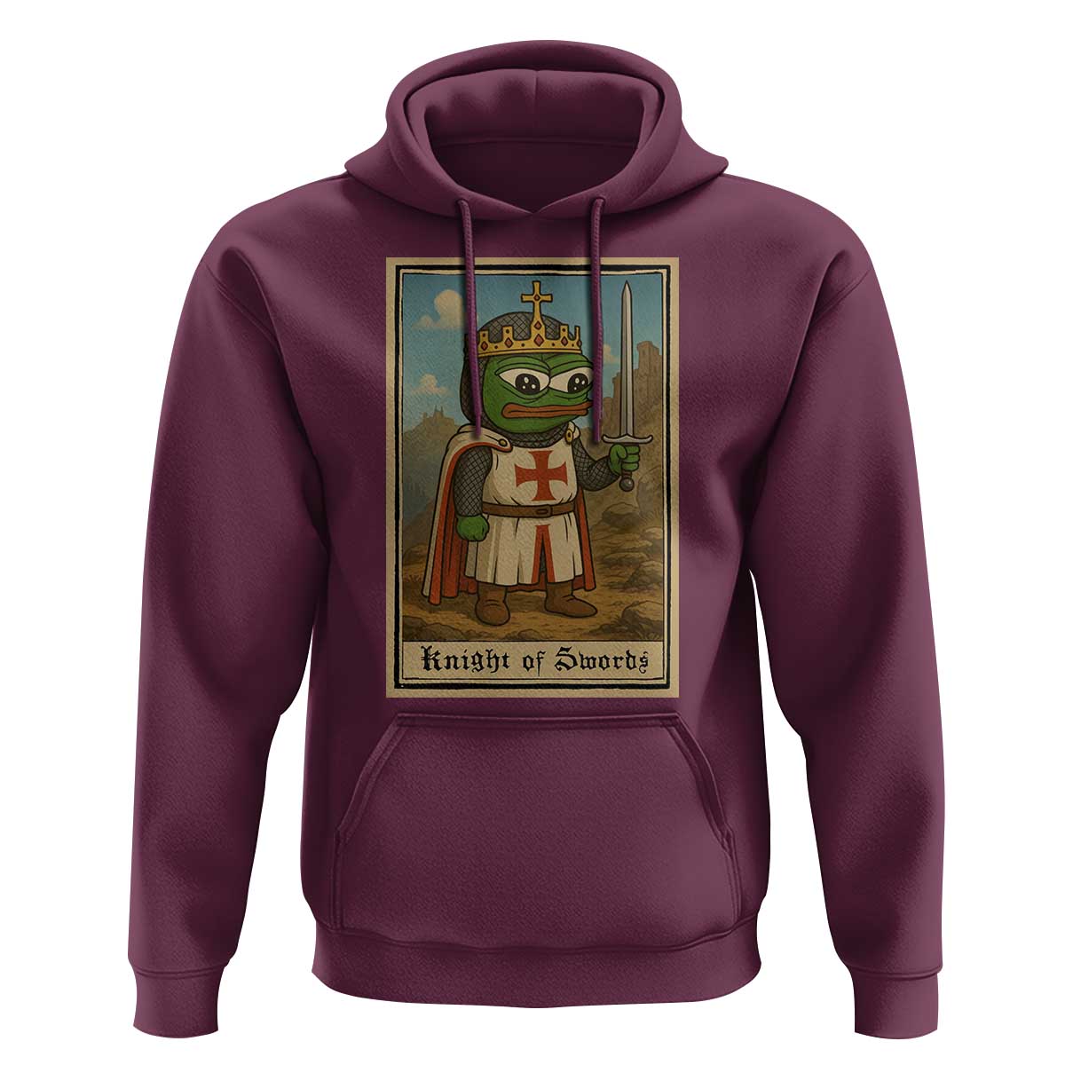 Funny Knight Meme Hoodie Vintage Pepe Frog Templar Crusader Fren Soldier - Wonder Print Shop