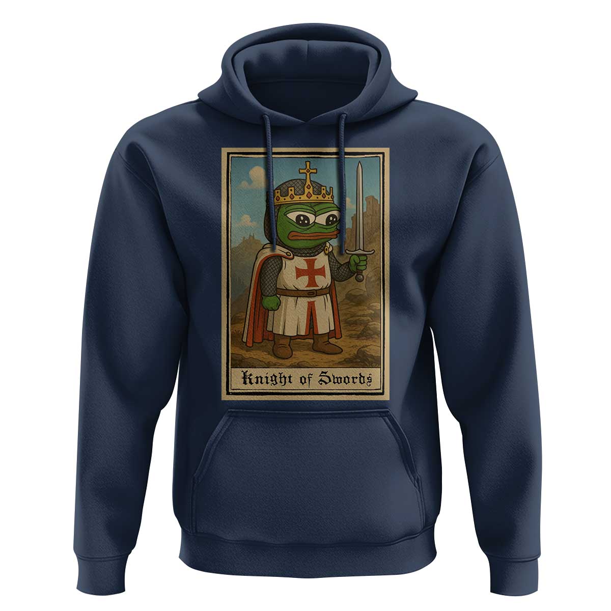 Funny Knight Meme Hoodie Vintage Pepe Frog Templar Crusader Fren Soldier - Wonder Print Shop