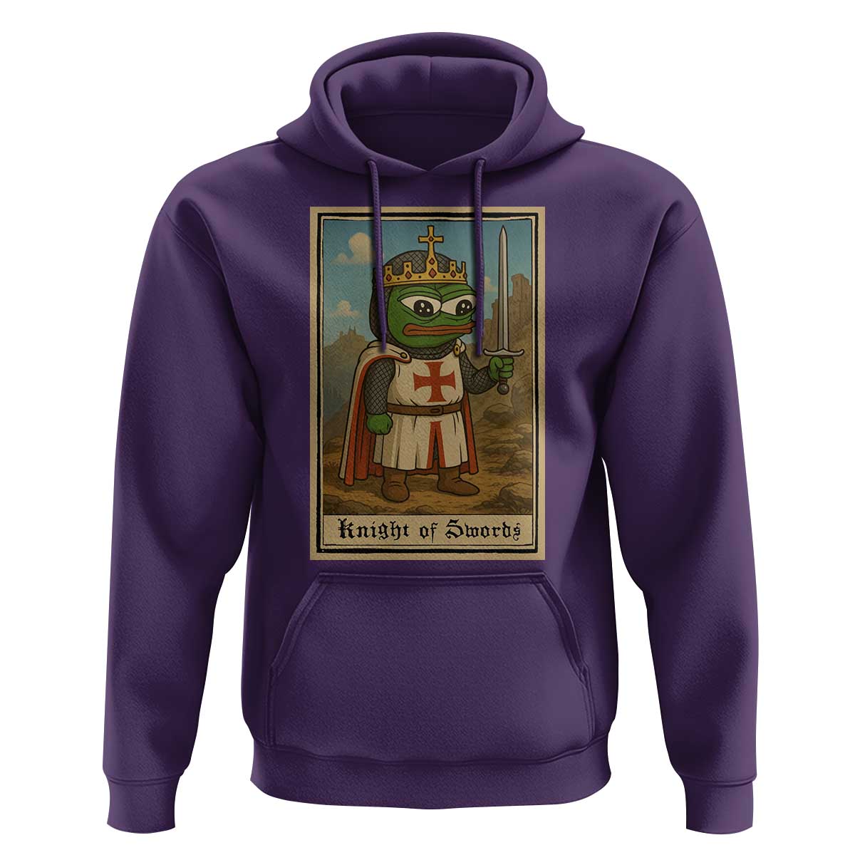 Funny Knight Meme Hoodie Vintage Pepe Frog Templar Crusader Fren Soldier - Wonder Print Shop