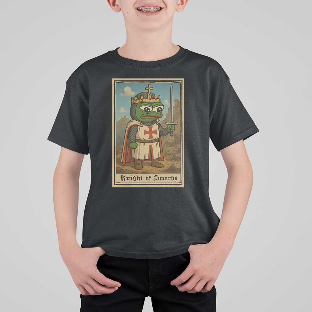 Funny Knight Meme T Shirt For Kid Vintage Pepe Frog Templar Crusader Fren Soldier - Wonder Print Shop