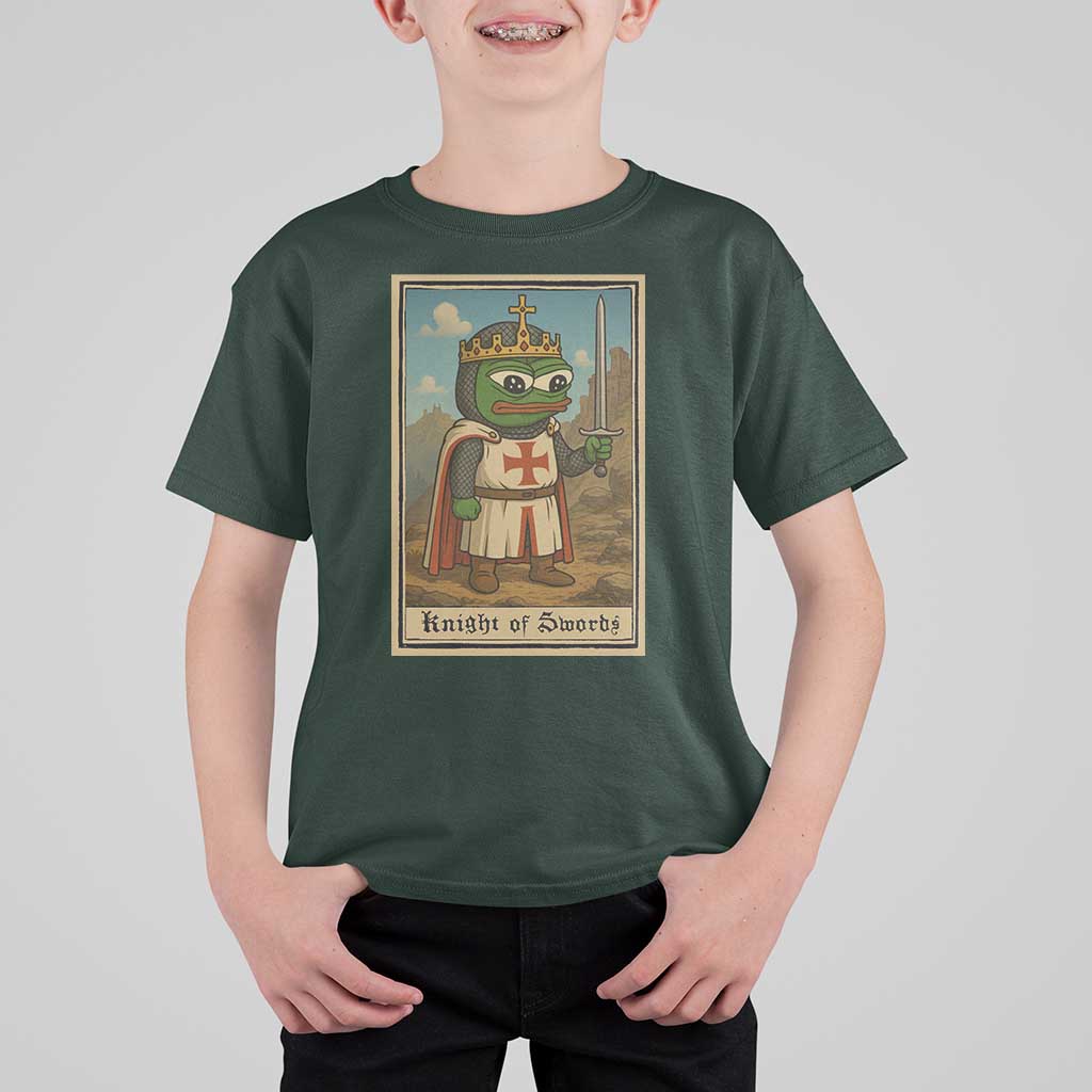 Funny Knight Meme T Shirt For Kid Vintage Pepe Frog Templar Crusader Fren Soldier - Wonder Print Shop
