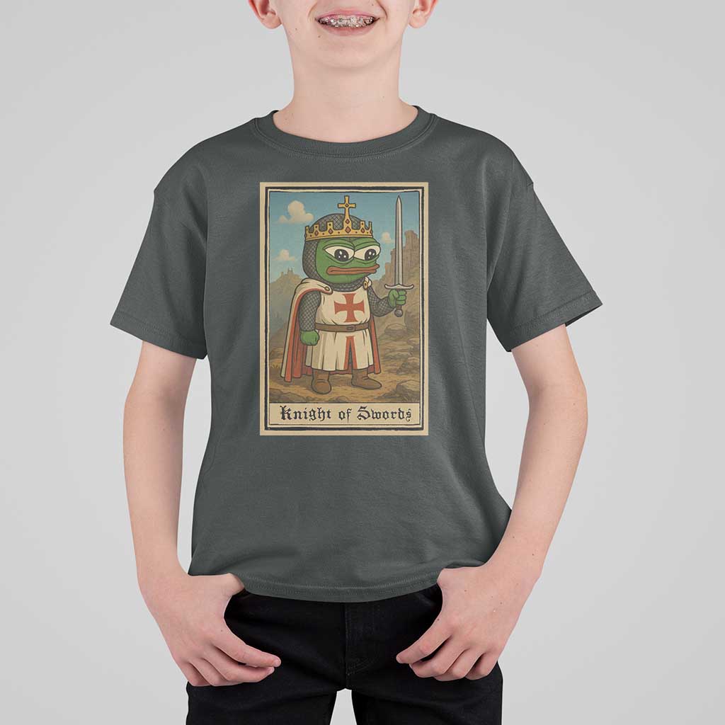 Funny Knight Meme T Shirt For Kid Vintage Pepe Frog Templar Crusader Fren Soldier - Wonder Print Shop