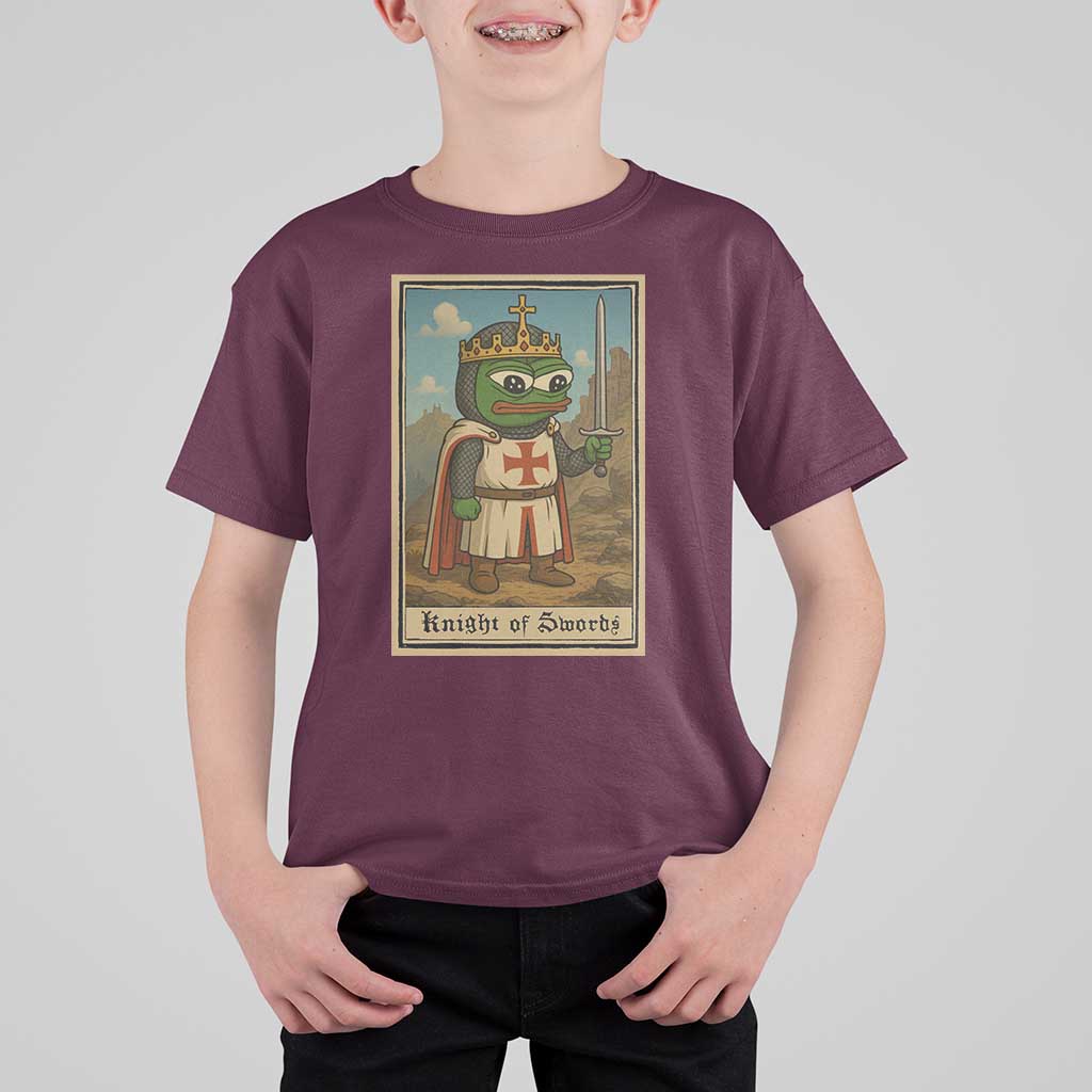 Funny Knight Meme T Shirt For Kid Vintage Pepe Frog Templar Crusader Fren Soldier - Wonder Print Shop