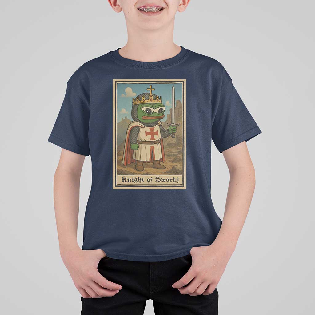Funny Knight Meme T Shirt For Kid Vintage Pepe Frog Templar Crusader Fren Soldier - Wonder Print Shop