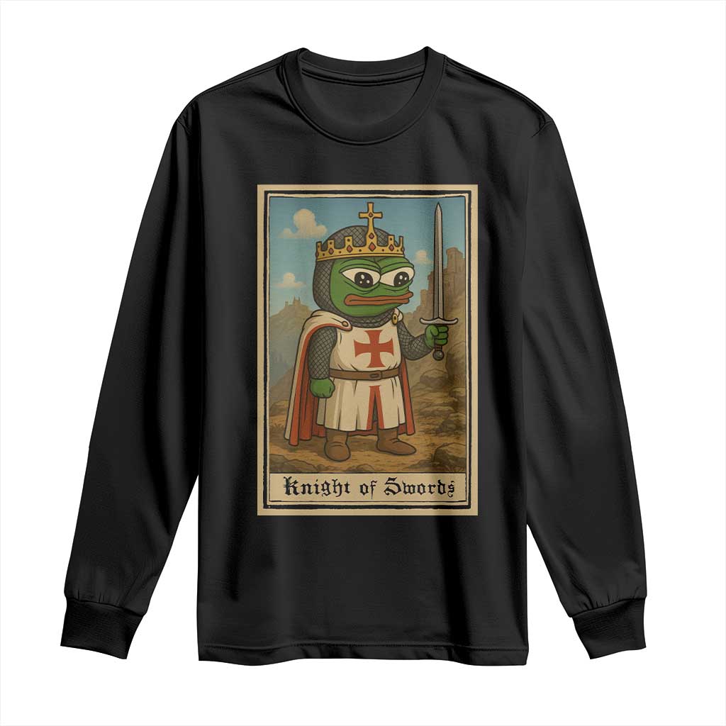 Funny Knight Meme Long Sleeve Shirt Vintage Pepe Frog Templar Crusader Fren Soldier - Wonder Print Shop