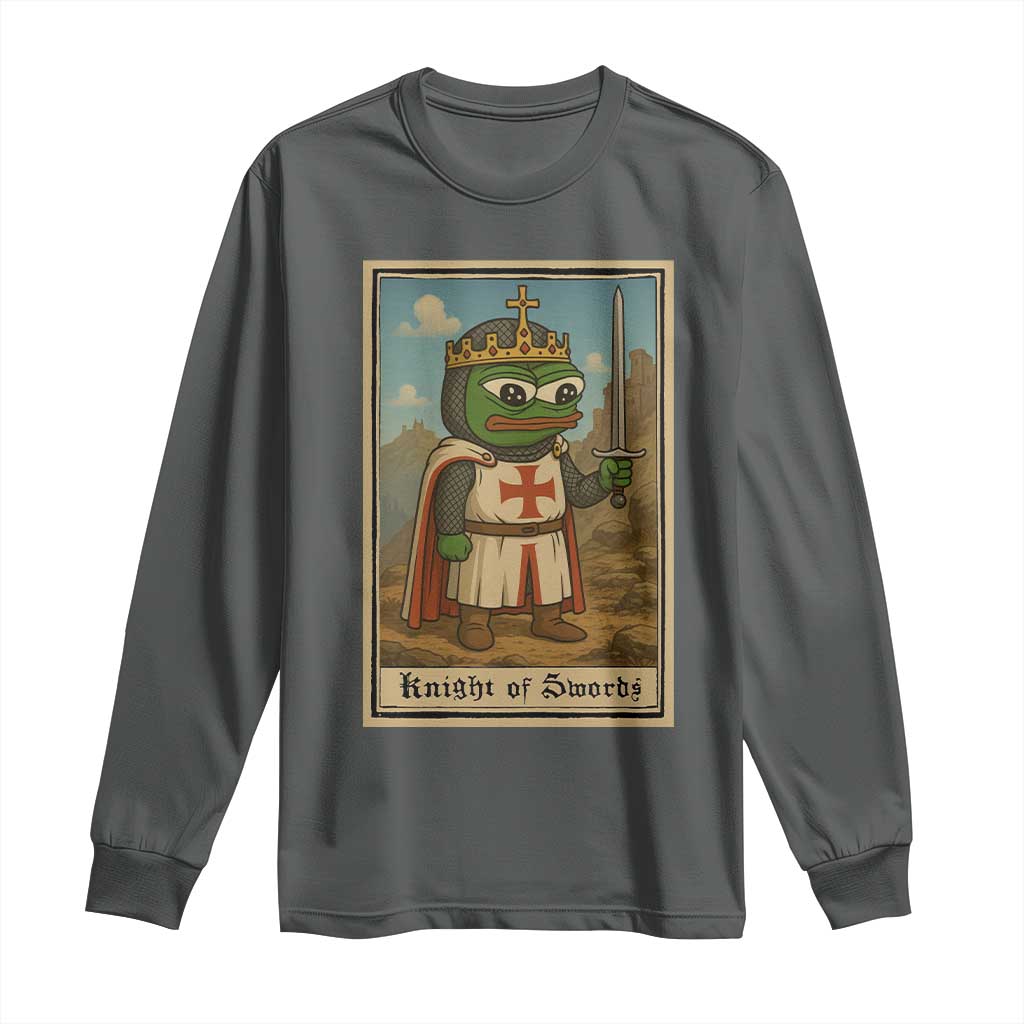 Funny Knight Meme Long Sleeve Shirt Vintage Pepe Frog Templar Crusader Fren Soldier - Wonder Print Shop