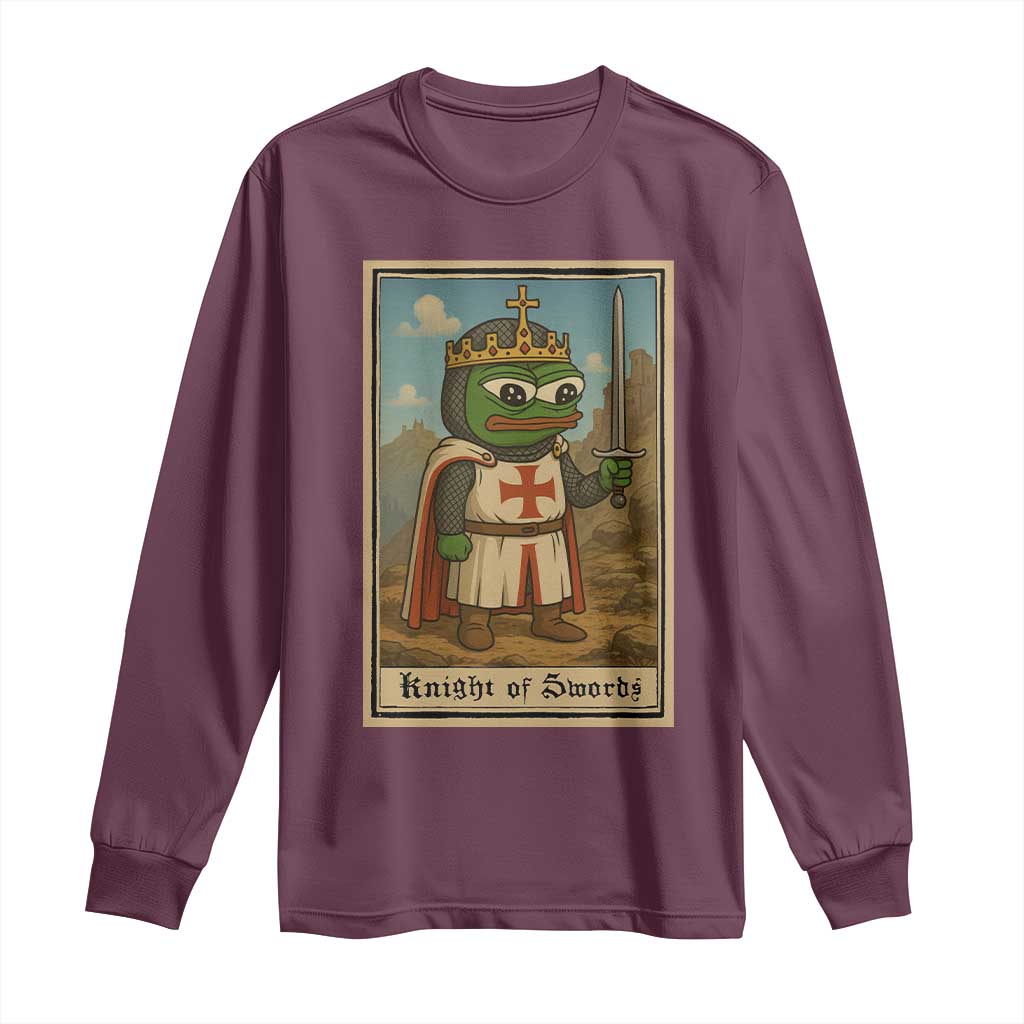 Funny Knight Meme Long Sleeve Shirt Vintage Pepe Frog Templar Crusader Fren Soldier - Wonder Print Shop