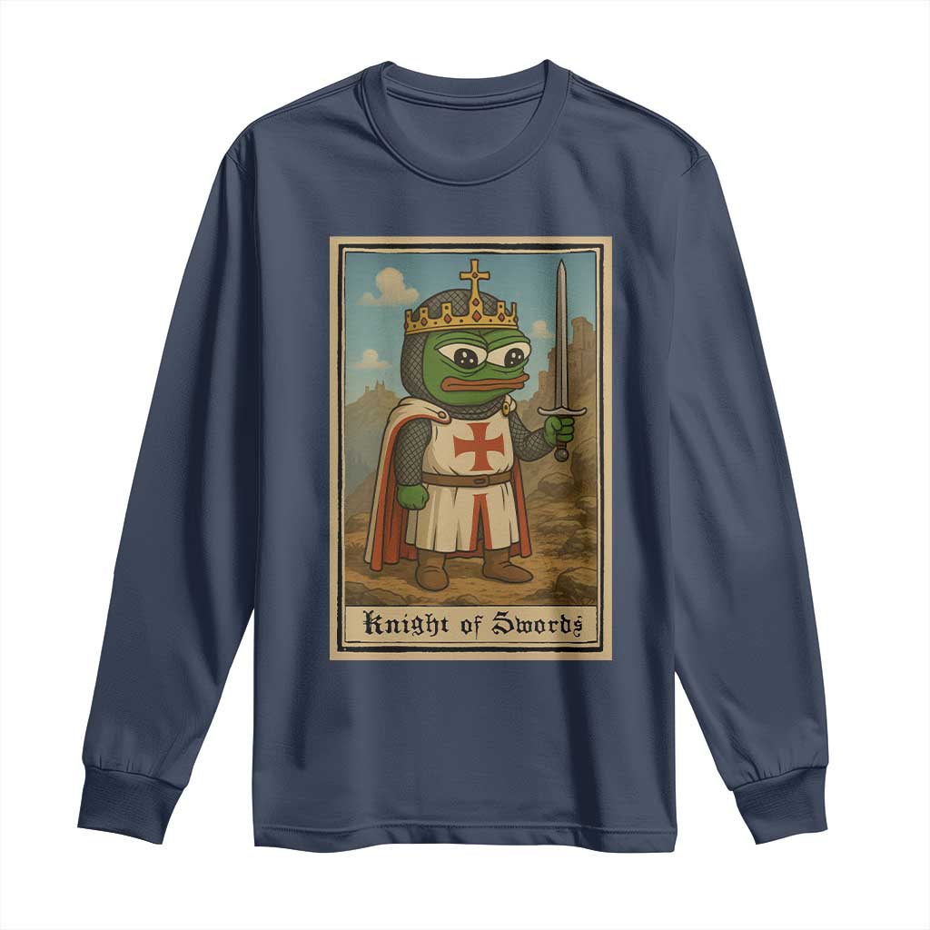 Funny Knight Meme Long Sleeve Shirt Vintage Pepe Frog Templar Crusader Fren Soldier - Wonder Print Shop