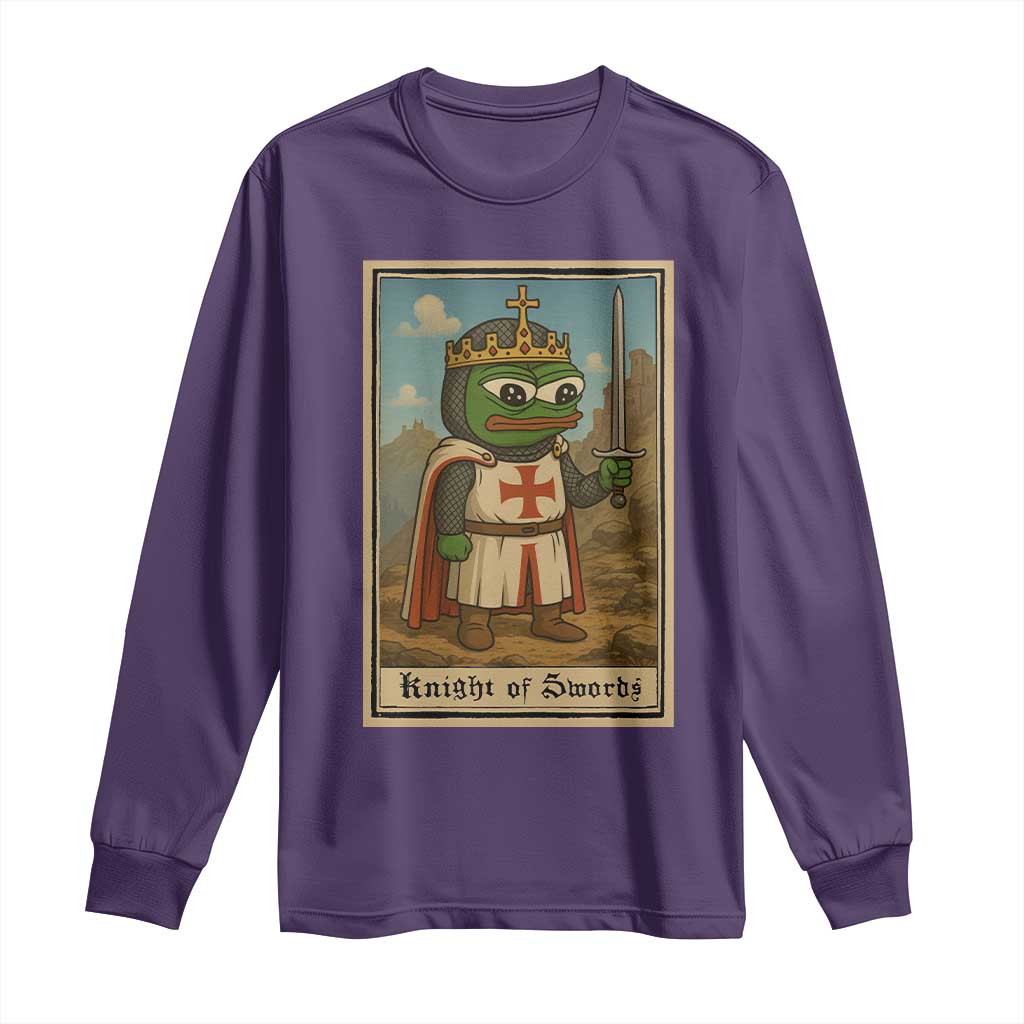 Funny Knight Meme Long Sleeve Shirt Vintage Pepe Frog Templar Crusader Fren Soldier - Wonder Print Shop