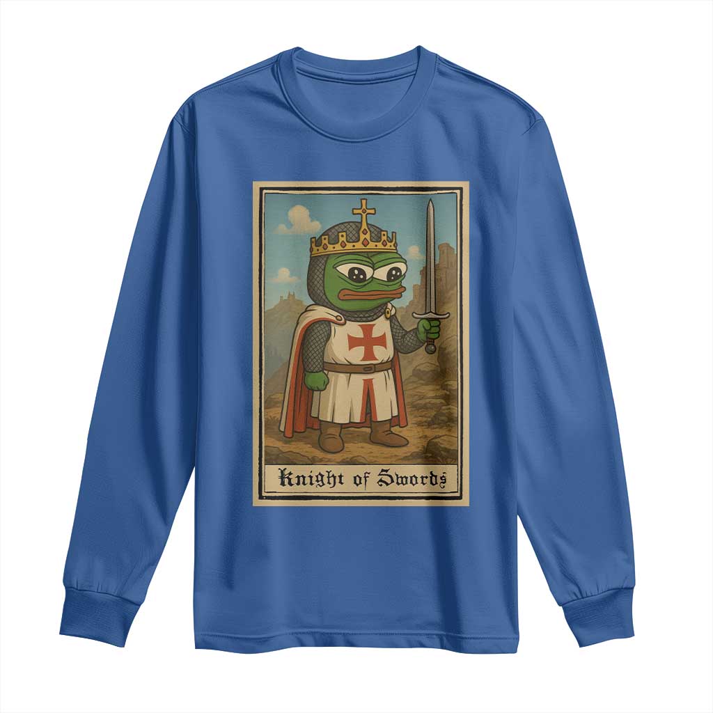 Funny Knight Meme Long Sleeve Shirt Vintage Pepe Frog Templar Crusader Fren Soldier - Wonder Print Shop