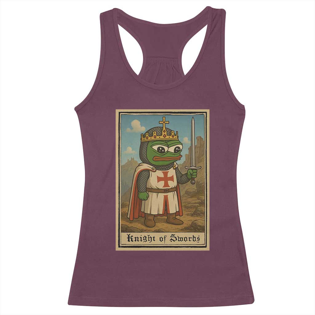 Funny Knight Meme Racerback Tank Top Vintage Pepe Frog Templar Crusader Fren Soldier - Wonder Print Shop