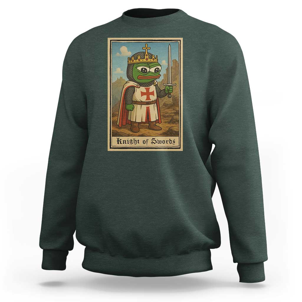Funny Knight Meme Sweatshirt Vintage Pepe Frog Templar Crusader Fren Soldier - Wonder Print Shop