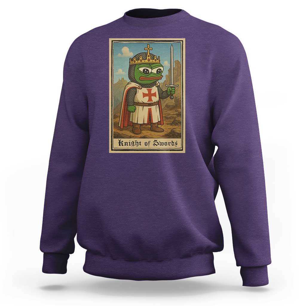 Funny Knight Meme Sweatshirt Vintage Pepe Frog Templar Crusader Fren Soldier - Wonder Print Shop
