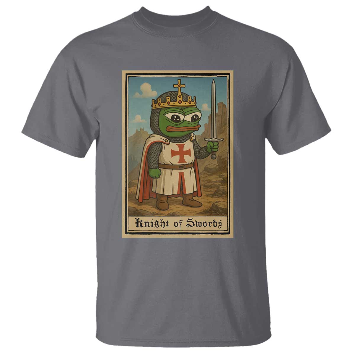 Funny Knight Meme T Shirt Vintage Pepe Frog Templar Crusader Fren Soldier - Wonder Print Shop