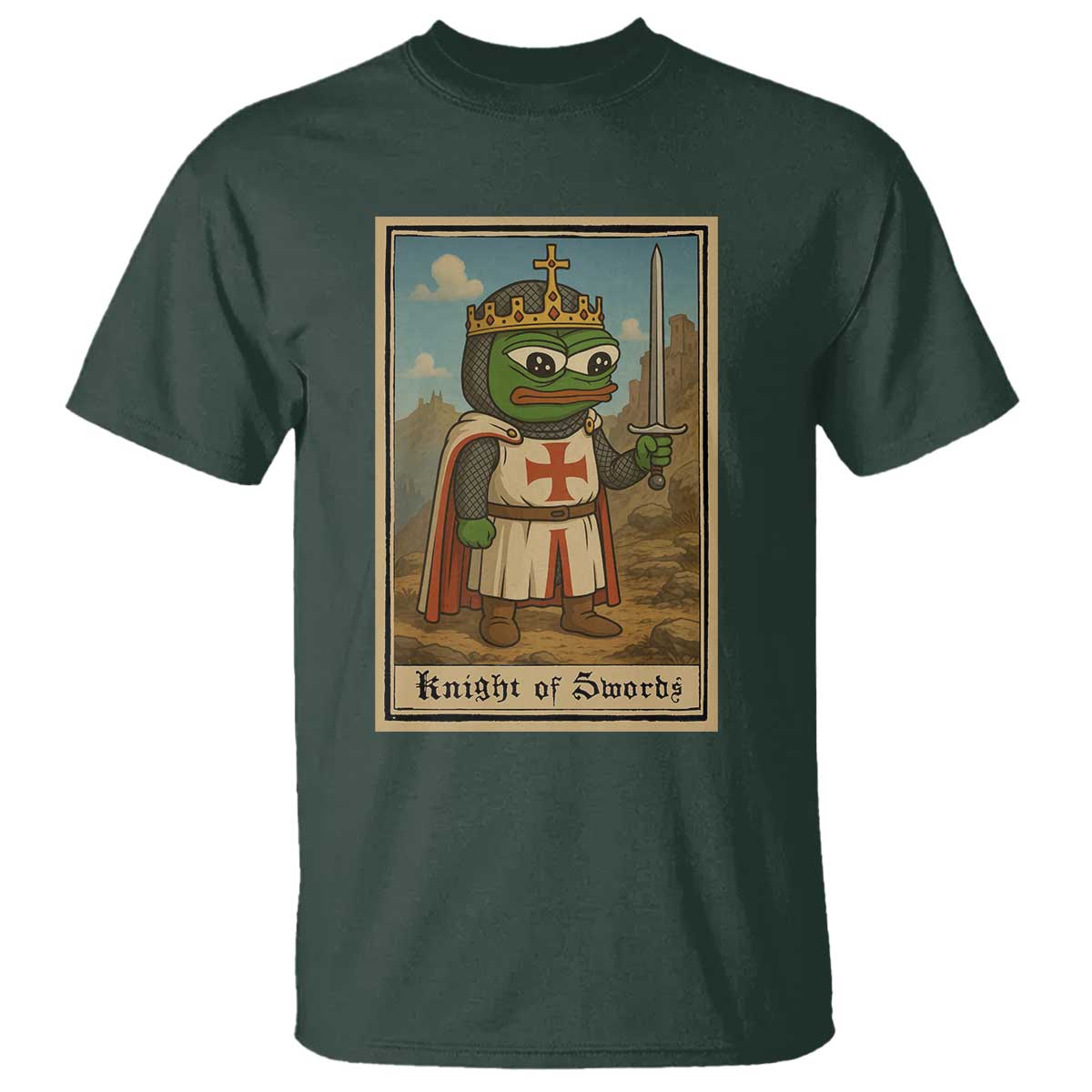 Funny Knight Meme T Shirt Vintage Pepe Frog Templar Crusader Fren Soldier - Wonder Print Shop