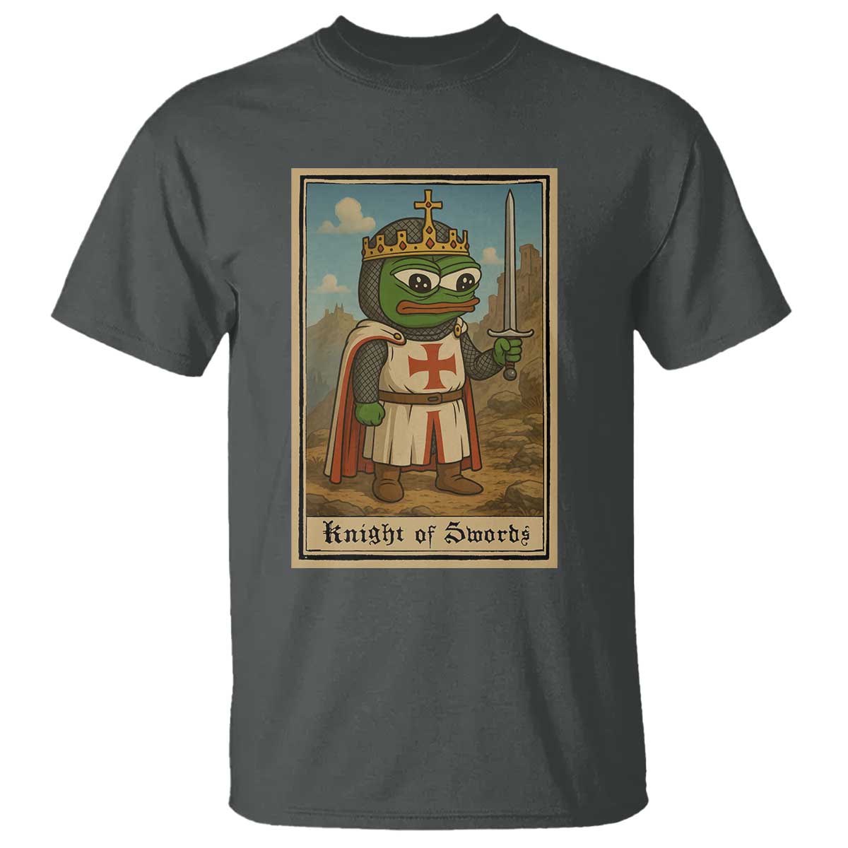 Funny Knight Meme T Shirt Vintage Pepe Frog Templar Crusader Fren Soldier - Wonder Print Shop