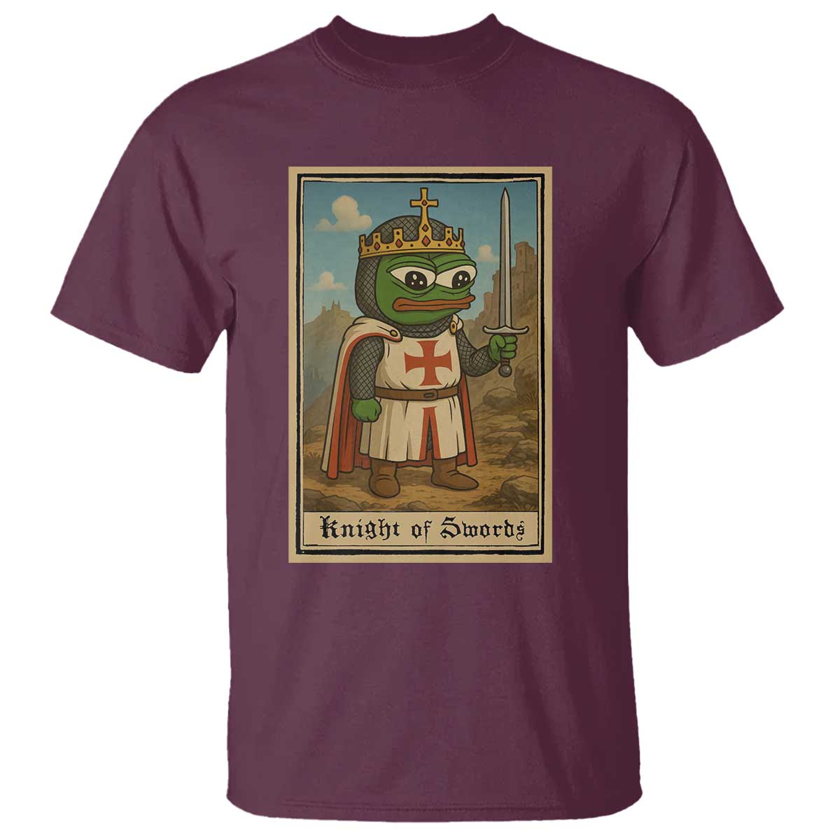 Funny Knight Meme T Shirt Vintage Pepe Frog Templar Crusader Fren Soldier - Wonder Print Shop