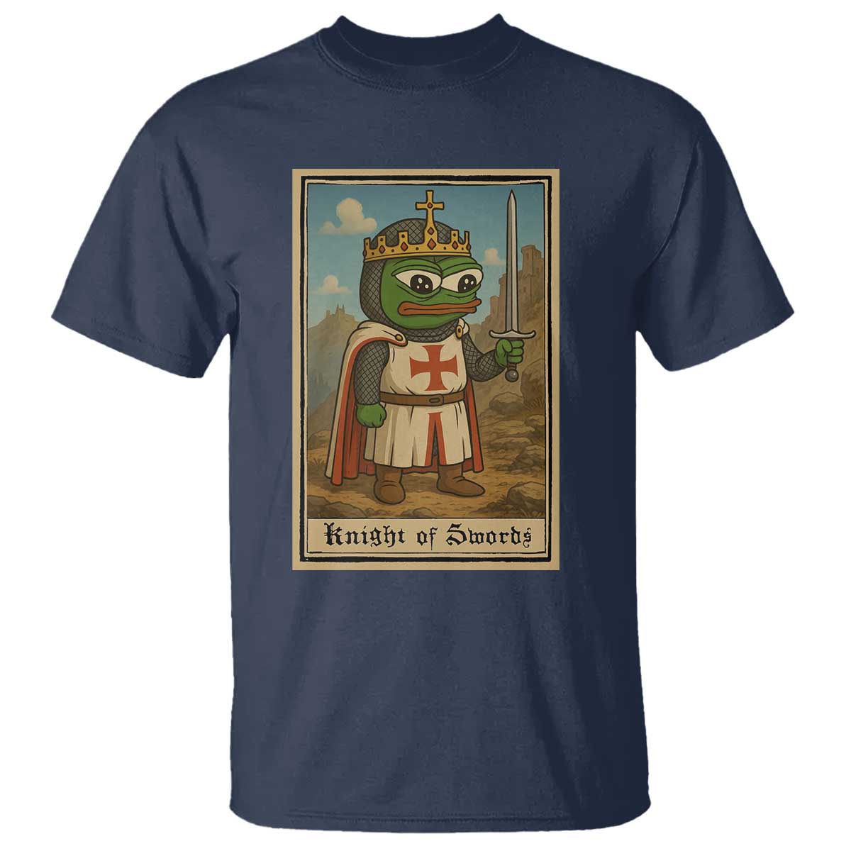 Funny Knight Meme T Shirt Vintage Pepe Frog Templar Crusader Fren Soldier - Wonder Print Shop