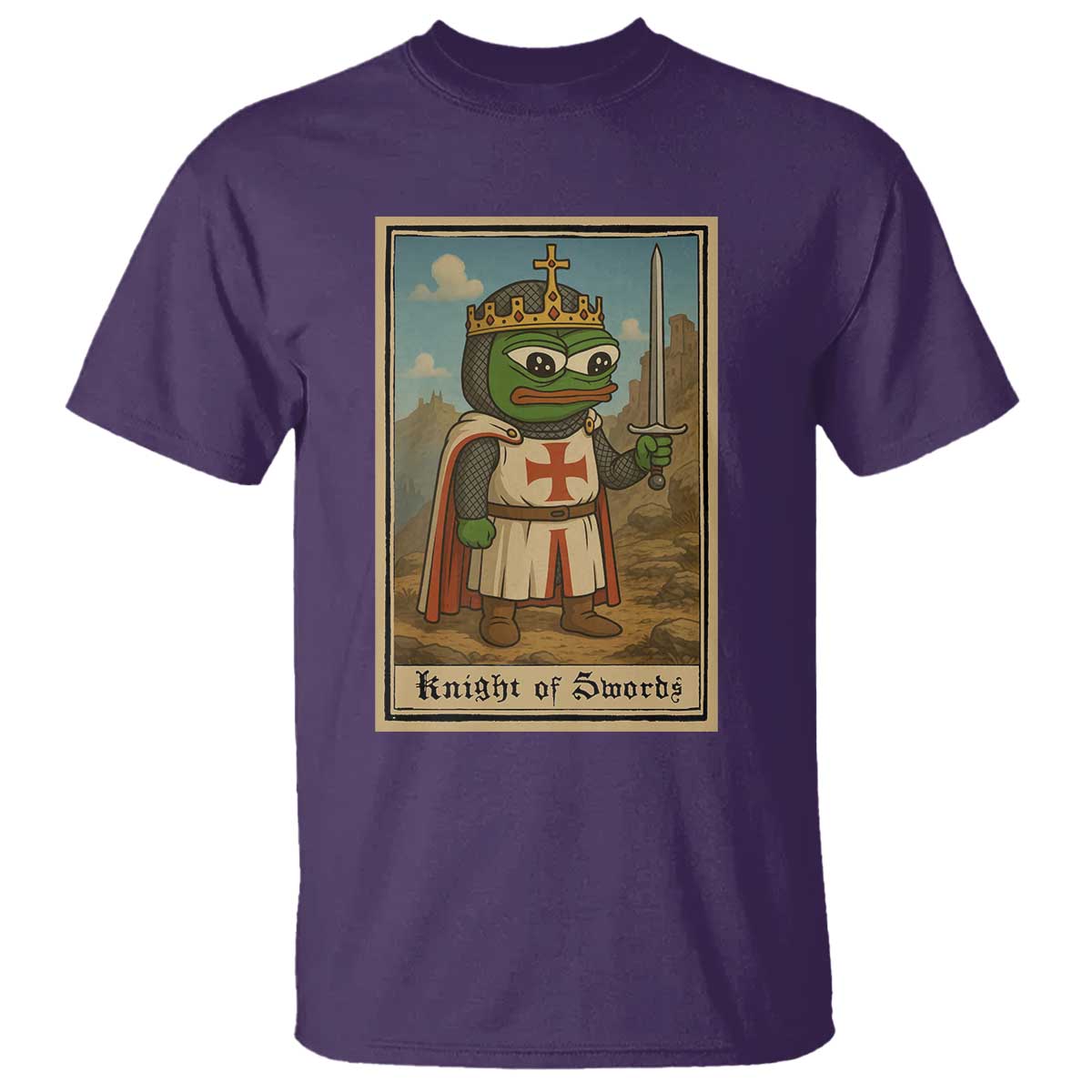 Funny Knight Meme T Shirt Vintage Pepe Frog Templar Crusader Fren Soldier - Wonder Print Shop