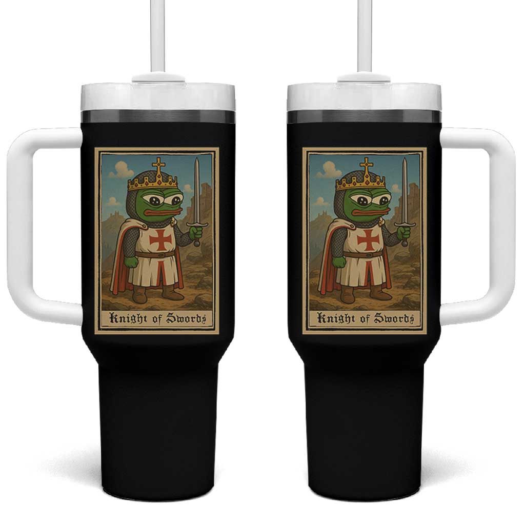 Funny Knight Meme Tumbler With Handle Vintage Pepe Frog Templar Crusader Fren Soldier - Wonder Print Shop