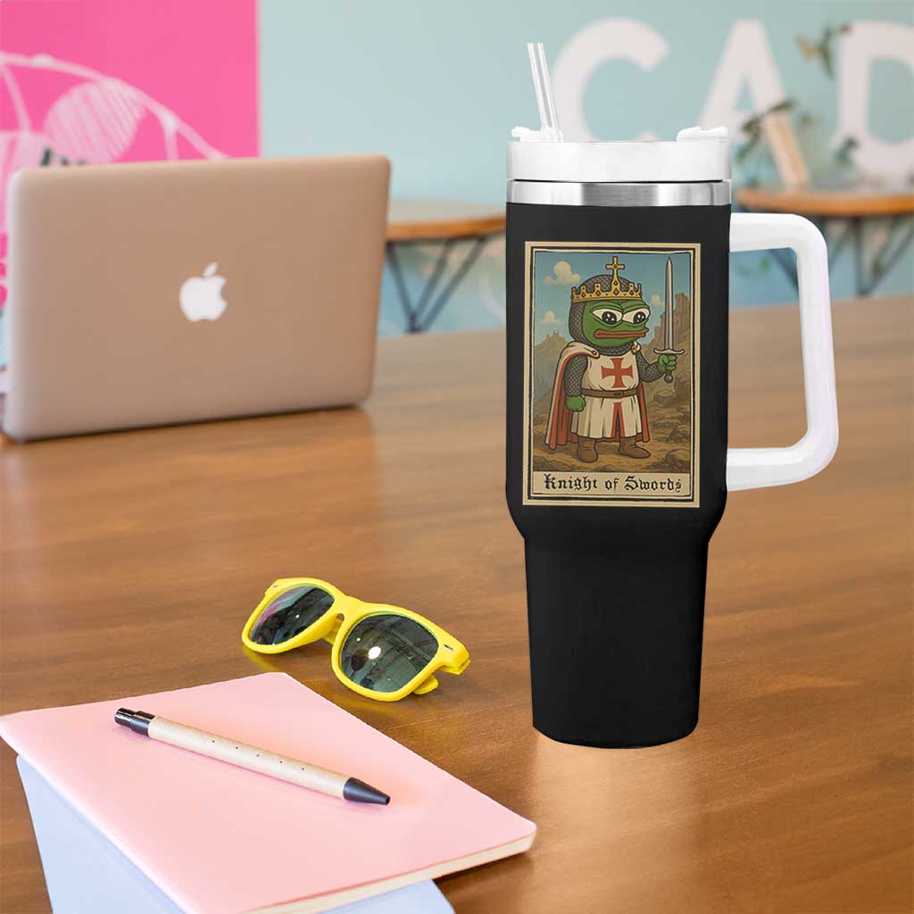 Funny Knight Meme Tumbler With Handle Vintage Pepe Frog Templar Crusader Fren Soldier - Wonder Print Shop
