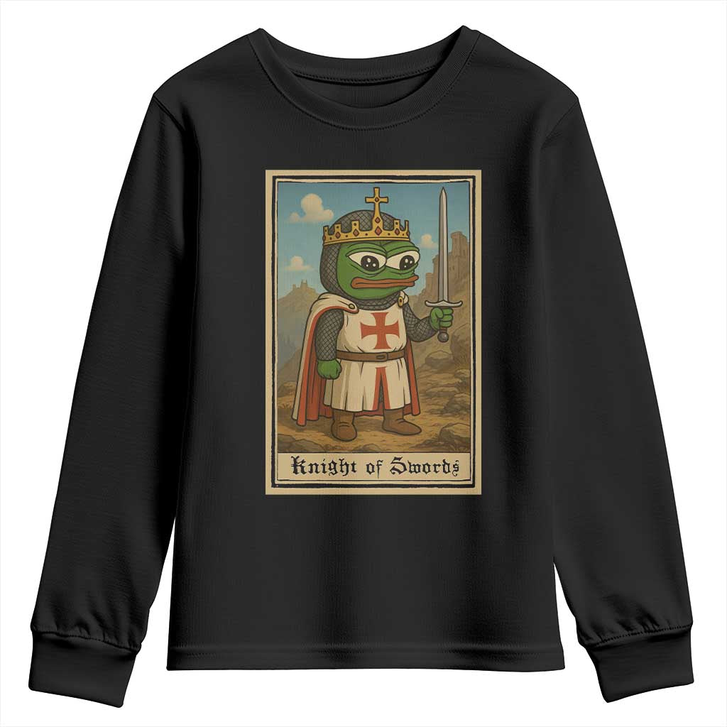 Funny Knight Meme Youth Sweatshirt Vintage Pepe Frog Templar Crusader Fren Soldier - Wonder Print Shop