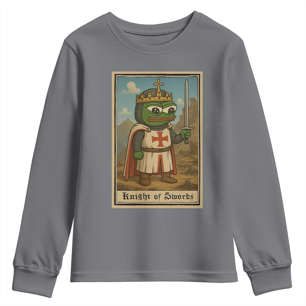 Funny Knight Meme Youth Sweatshirt Vintage Pepe Frog Templar Crusader Fren Soldier - Wonder Print Shop