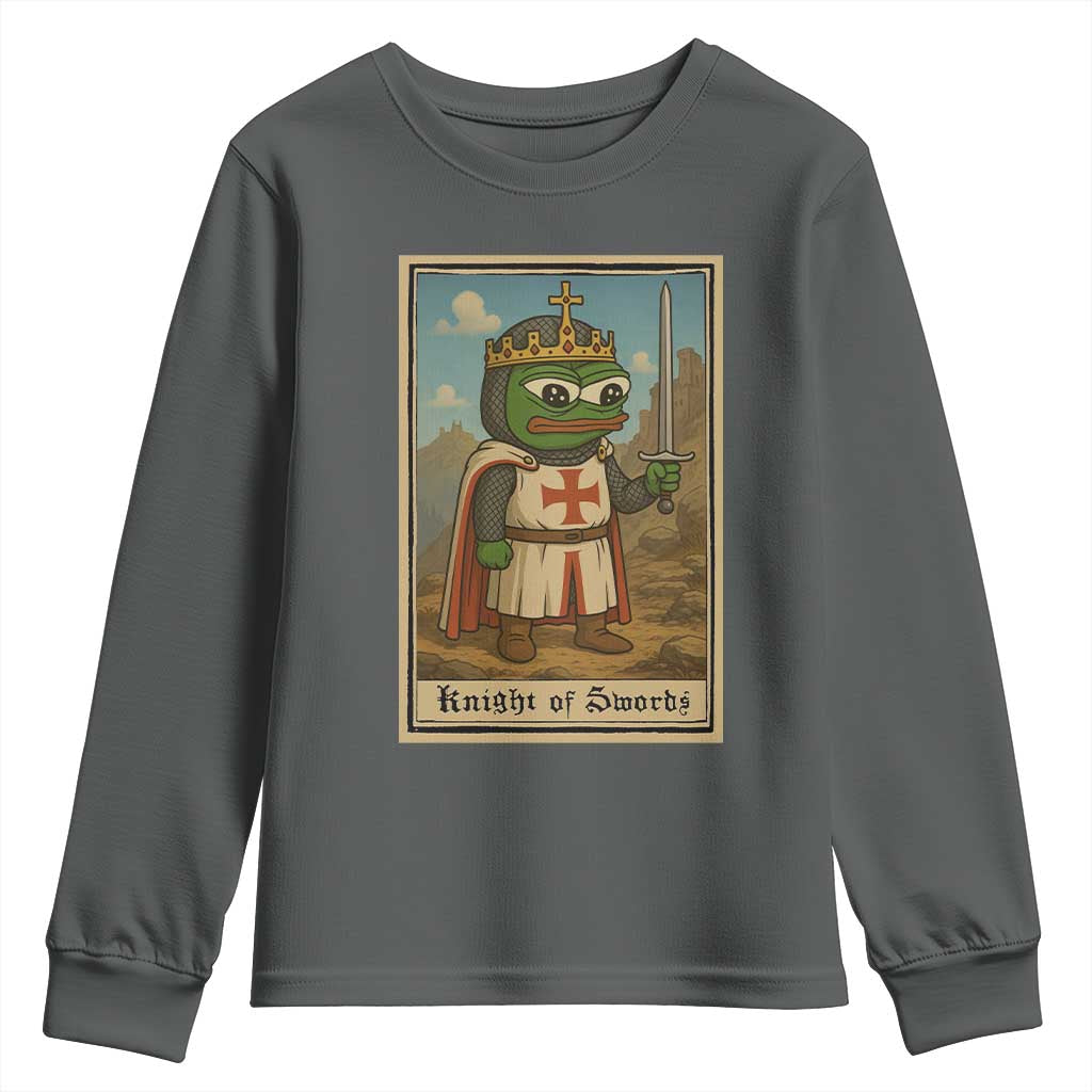 Funny Knight Meme Youth Sweatshirt Vintage Pepe Frog Templar Crusader Fren Soldier - Wonder Print Shop