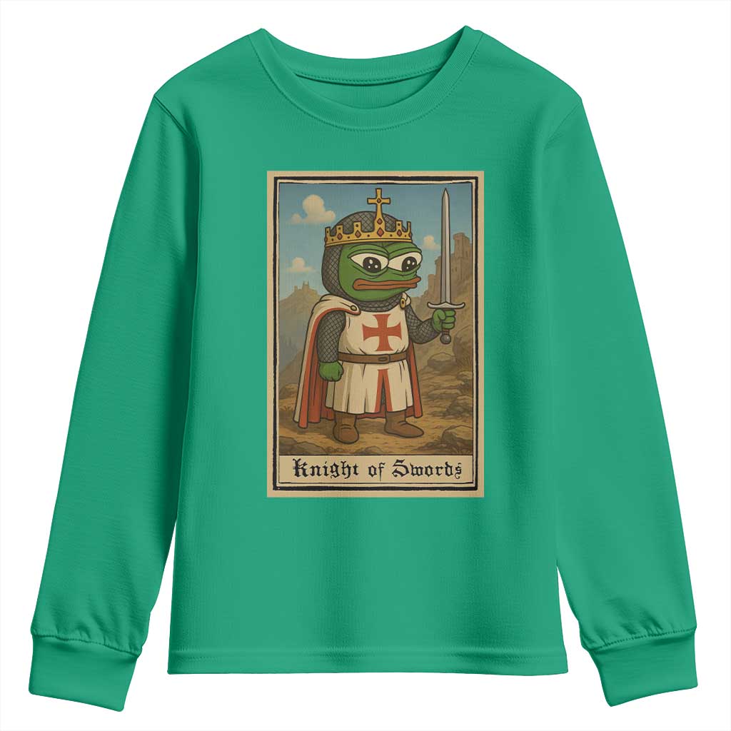 Funny Knight Meme Youth Sweatshirt Vintage Pepe Frog Templar Crusader Fren Soldier - Wonder Print Shop