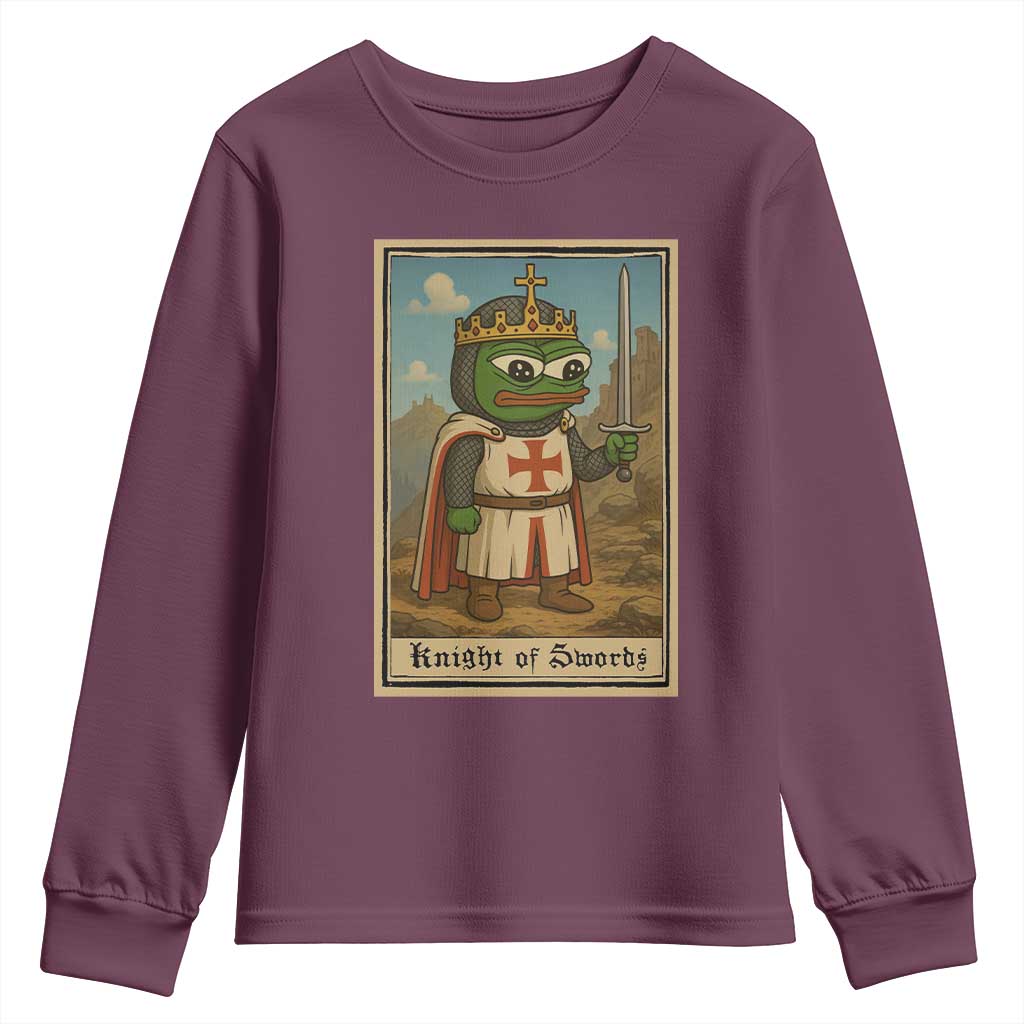 Funny Knight Meme Youth Sweatshirt Vintage Pepe Frog Templar Crusader Fren Soldier - Wonder Print Shop