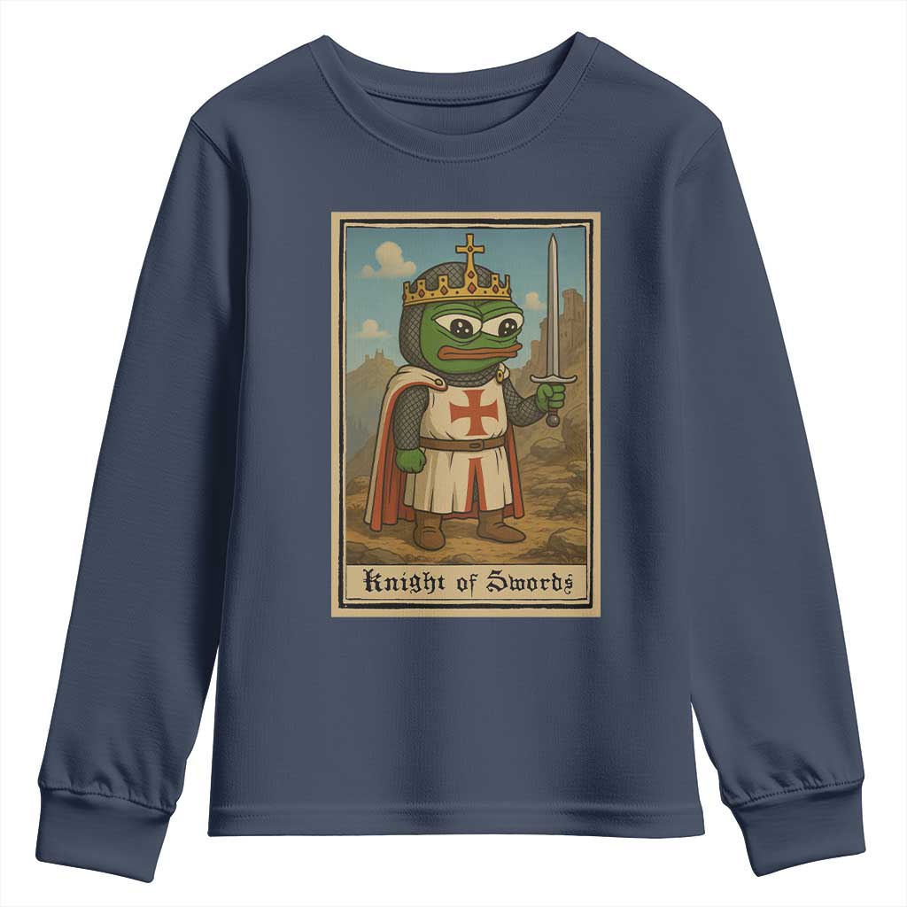 Funny Knight Meme Youth Sweatshirt Vintage Pepe Frog Templar Crusader Fren Soldier - Wonder Print Shop