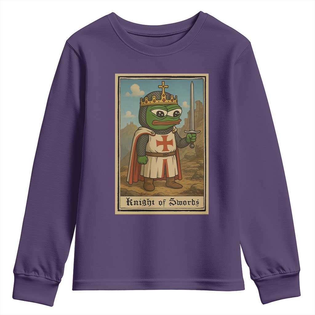Funny Knight Meme Youth Sweatshirt Vintage Pepe Frog Templar Crusader Fren Soldier - Wonder Print Shop
