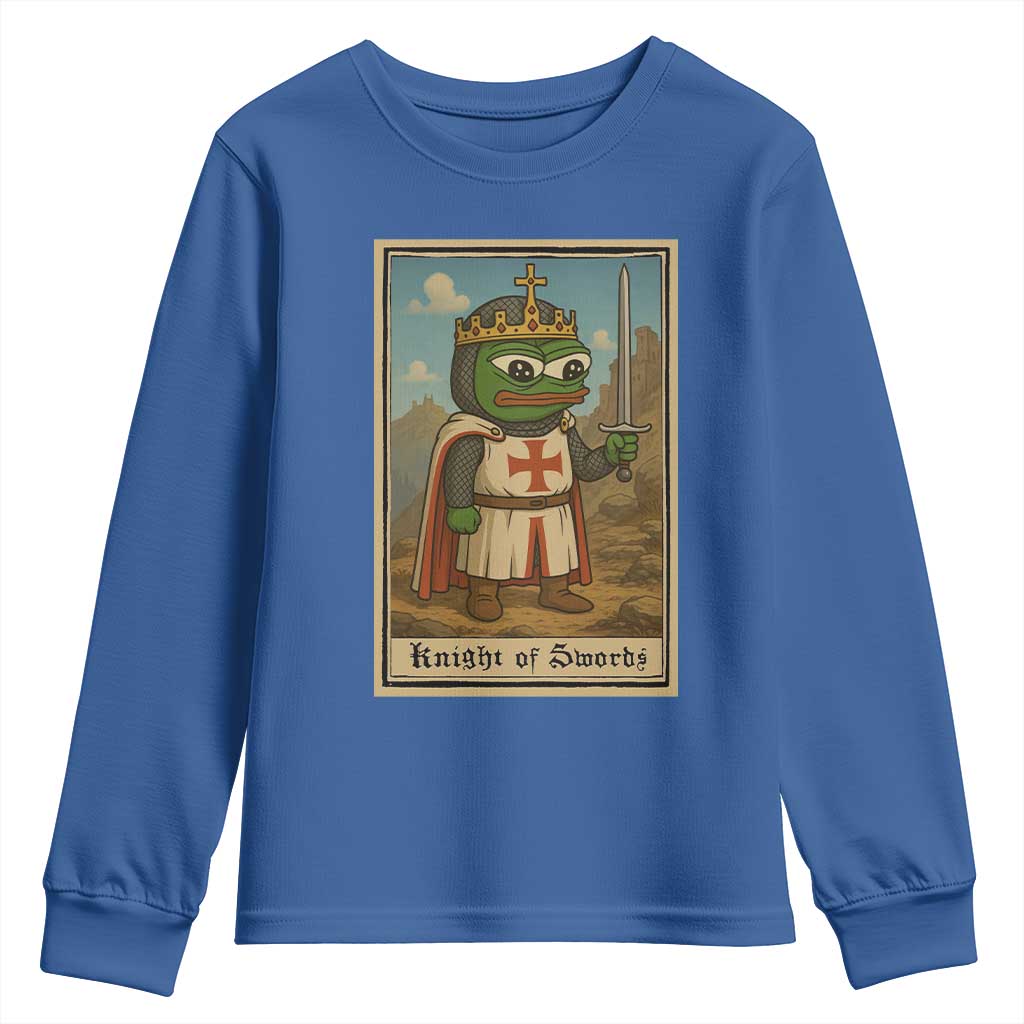 Funny Knight Meme Youth Sweatshirt Vintage Pepe Frog Templar Crusader Fren Soldier - Wonder Print Shop