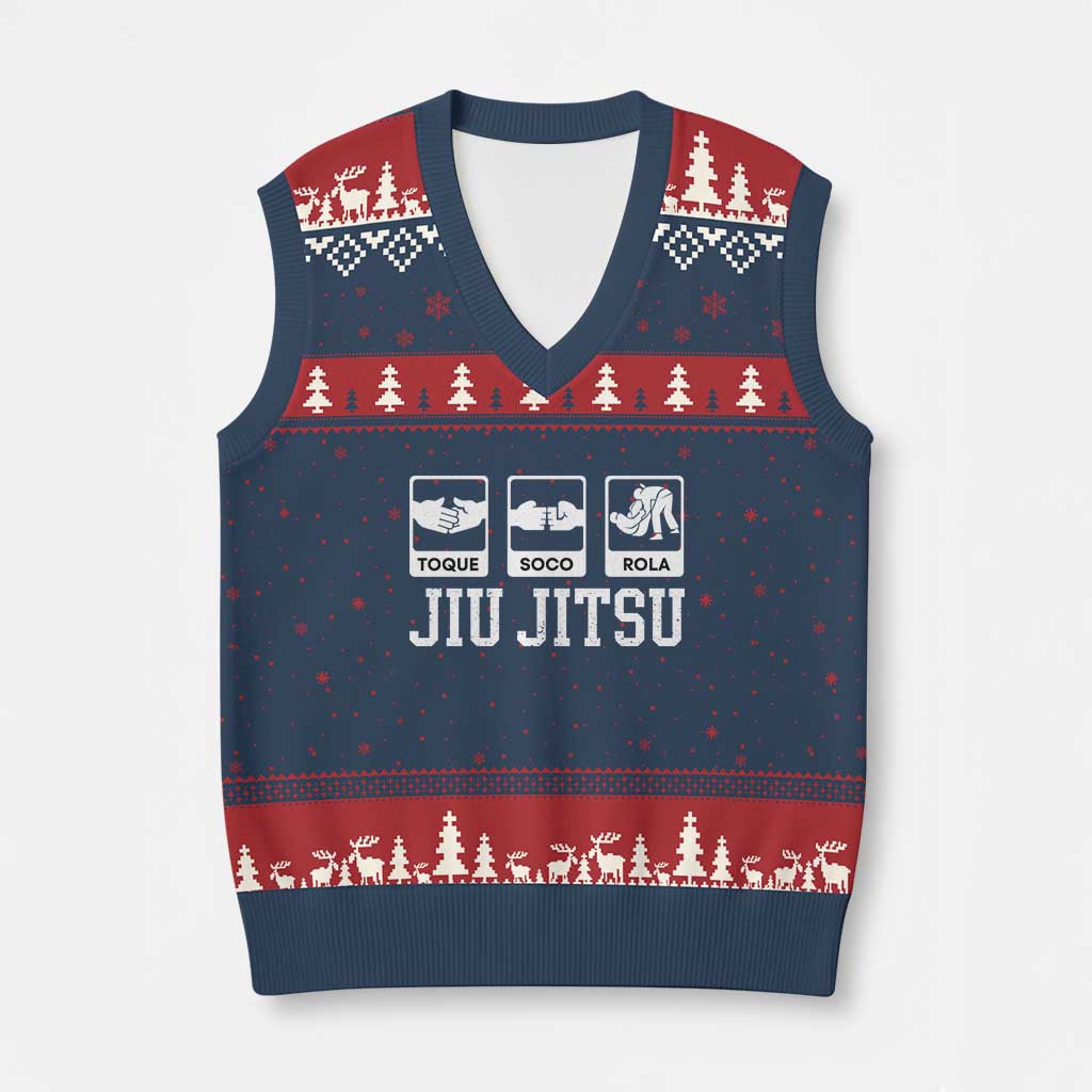 Funny BJJ V-Neck Knit Sweater Vest Toque Soco Rola Brazilian Jiu Jitsu - Wonder Print Shop
