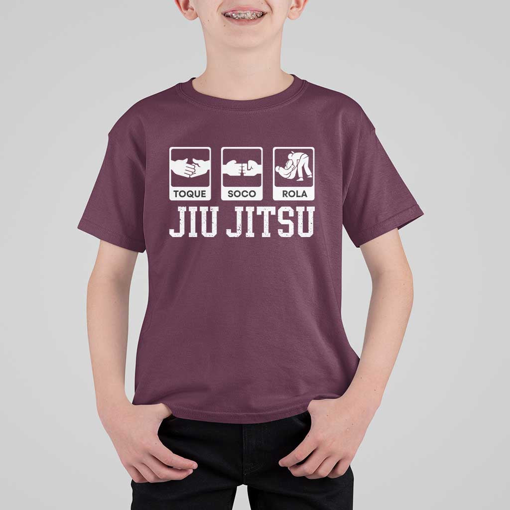 Funny BJJ T Shirt For Kid Toque Soco Rola Brazilian Jiu Jitsu - Wonder Print Shop
