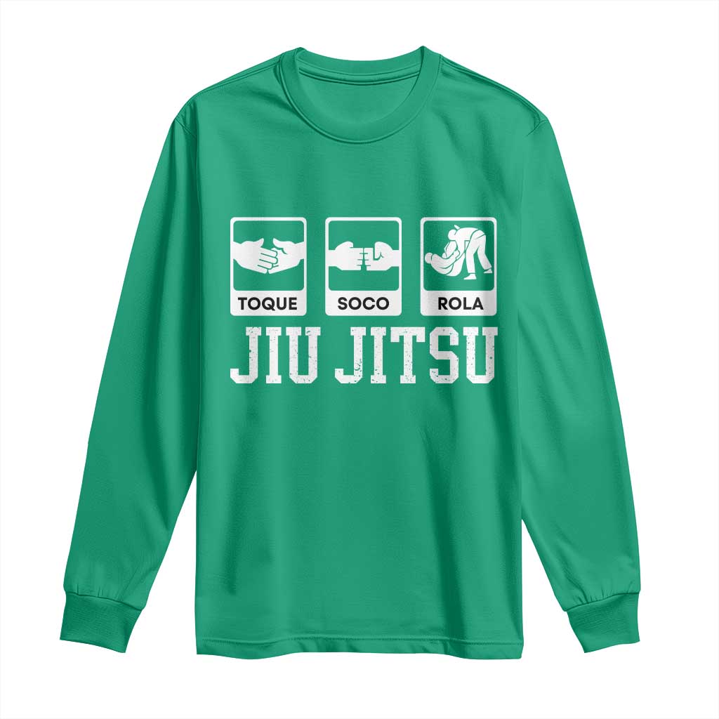 Funny BJJ Long Sleeve Shirt Toque Soco Rola Brazilian Jiu Jitsu - Wonder Print Shop