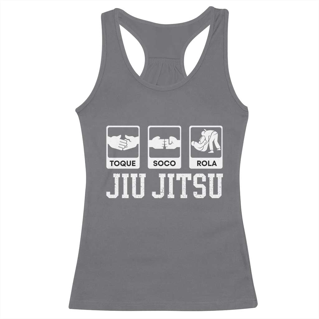 Funny BJJ Racerback Tank Top Toque Soco Rola Brazilian Jiu Jitsu - Wonder Print Shop